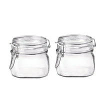 Bormioli Rocco Fido Clear Glass Jar with 85 mm Gasket, 17.5 Fluid Ounces (Pack of 2)