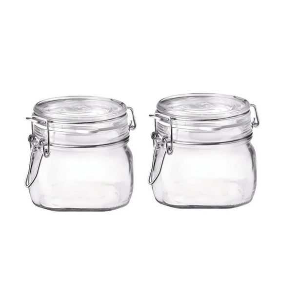 Bormioli Rocco Fido Clear Glass Jar with 85 mm Gasket, 17.5 Fluid Ounces (Pack of 2)