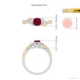 thumbnail image 5 of ANGARA Natural Cushion Ruby and Half Moon Diamond Leaf Ring in 14K White & Rose Gold for Women (Size-5mm) | July Birthstone Jewelry for Her | Natural Ruby Rings, 5 of 10