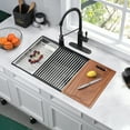 thumbnail image 3 of Bokaiya 33x19 Black Undermount Kitchen Sink Workstation 16G Dual-Mount Single Bowl Stainless Steel Kitchen Sink with Ledge and Accessories, 3 of 9