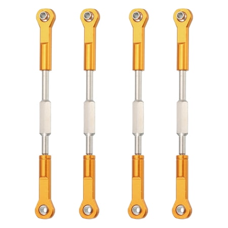 Uxcell 4 Pcs Steering Servo Turnbuckle Rod RC Aluminum Alloy Linkages for HSP 1/10 94123 On-Road RC Car (Gold Tone 96mm)