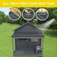 thumbnail image 6 of 44.2"L x 44.6"W Large Wooden Dog House, Weatherproof Balcony Doghouse with Asphalt Roof, Large Terrace, Cabin House Style Pet Houses for Indoor, Outdoor, Lockable Wooden Doors, Grey, 6 of 9