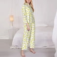 thumbnail image 3 of Lsque Yellow Lemon Leaves Pattern Long Sleeve Pajama Set for Women - Soft 2-Piece Sleepwear and Loungewear Set with Pockets, Comfy Nightwear-Small, 3 of 7