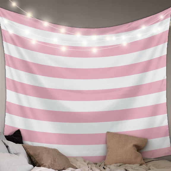 Pink Stripe, Tapestry for Bedroom Wall Hanging Tapestry, Abstract Geometric Ceiling Backdrop Tapestries Poster Blanket Wall Decor for Teens Room Living Room Dorm 39" x 59"
