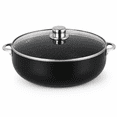 thumbnail image 6 of PLERISE 6.9 Qt Aluminum Caldero Dutch Oven Pot with Glass Lid, Speckled Black Nonstick Ceramic Cooking Pot with Riveted Handles and Steam Vent, Matte Black, 6 of 7