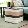 thumbnail image 6 of 20" Blue Pink And Ivory Stripe Cube Indoor Outdoor Pouf Ottoman, 6 of 10