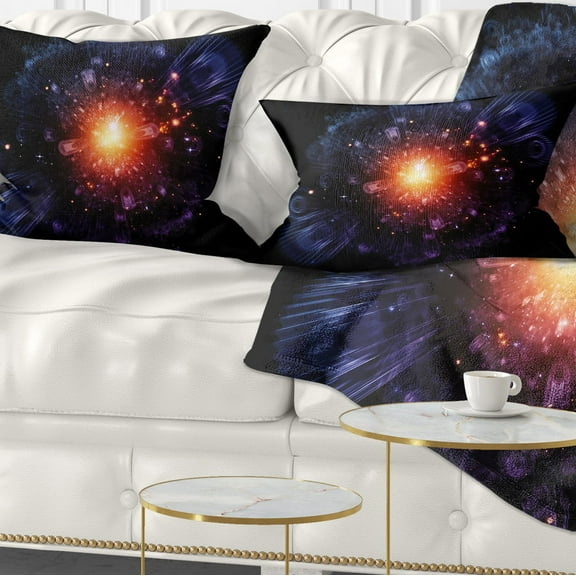 Designart Abstract Fractal Gears and Lights - Flowers Throw Pillowwork - 12x20
