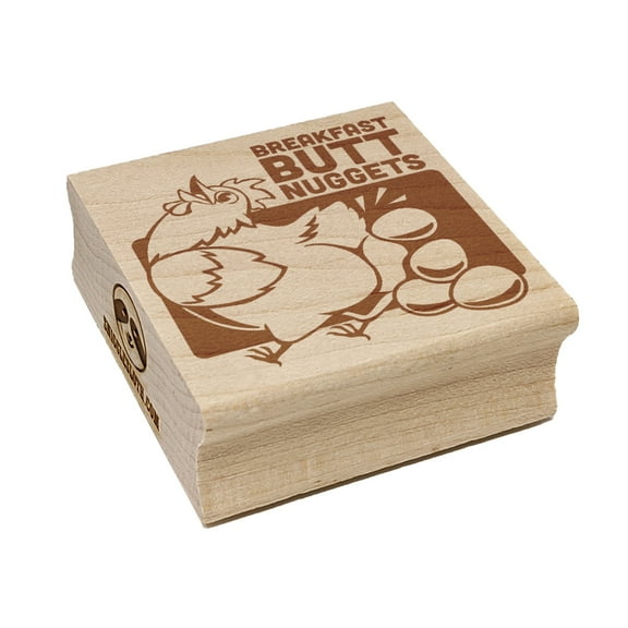 Sassy Chicken Eggs Breakfast Butt Nuggets Square Rubber Stamp Stamping Scrapbooking Crafting - Small 1.25in
