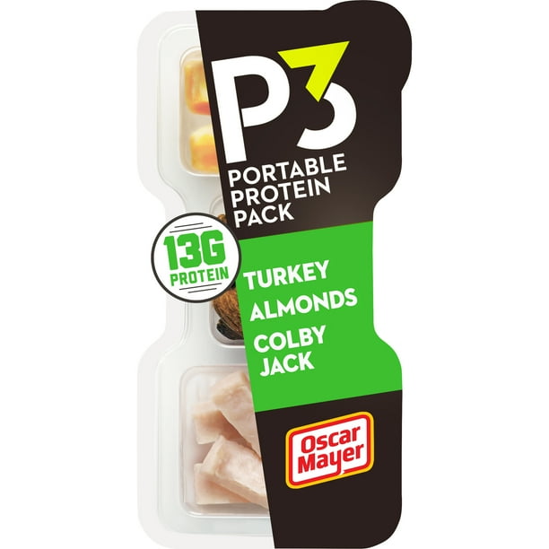 P3 Portable Protein Snack Pack with Turkey, Almonds & Colby Jack Cheese