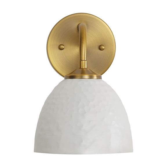 Golden Lighting Shepard 1-light Wall Sconce in Modern Brass and Matte White shade