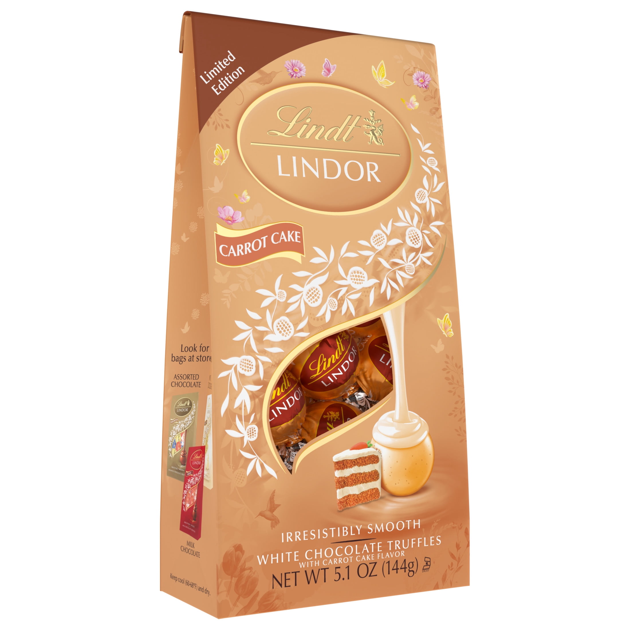 Lindt LINDOR Easter Carrot Cake White Chocolate Candy Truffles with Carrot Cake Flavor, 5.1 oz. Bag