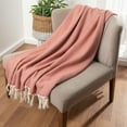 thumbnail image 4 of Ox Bay Cinnamon Orange/ Cream Herringbone Turkish Organic Cotton Throw Blanket, 50" x 60", 4 of 10