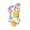 thumbnail image 4 of Yiaed Ducks and Anchors Print Women One Piece Swimsuits Tummy Control One Shoulder Bathing Suits Pattern Ruffle Swimwear-XX-Large, 4 of 8