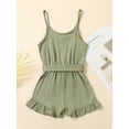 thumbnail image 3 of Franhais Girl’s Casual Suspender Jumpsuit Fashion Solid Color Button One-piece Short Pants with Belt, 3 of 9