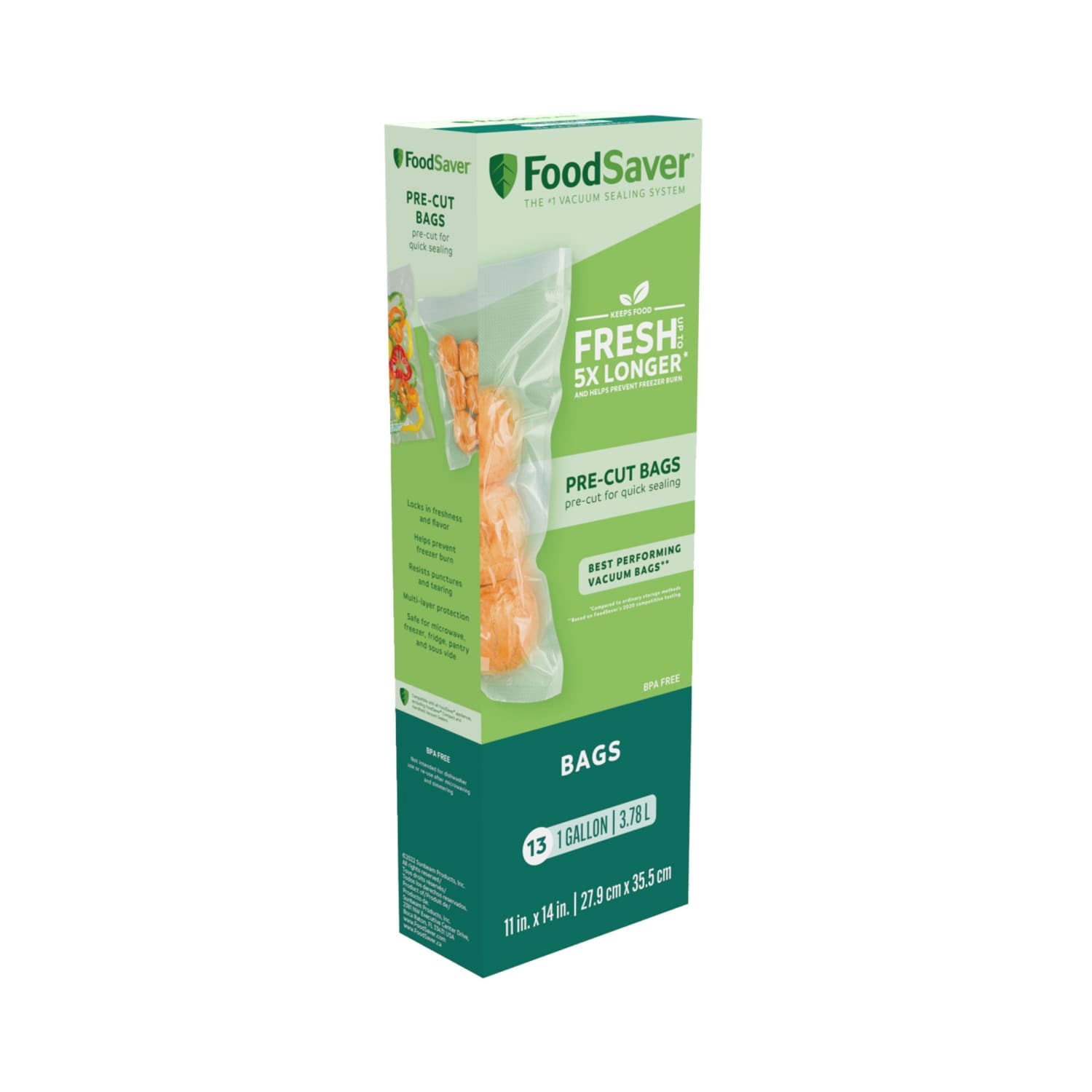 (2 pack) FoodSaver Pre-cut Vacuum Seal Bags, 13 1-Gallon Bags