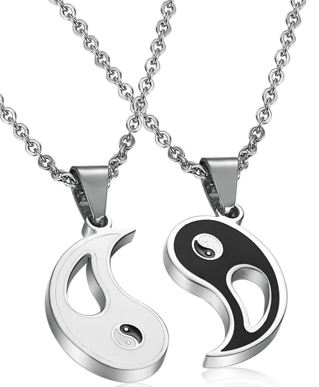 Jstyle 2 pcs Stainless Steel Yin Yang Pendant Necklace for Men Women