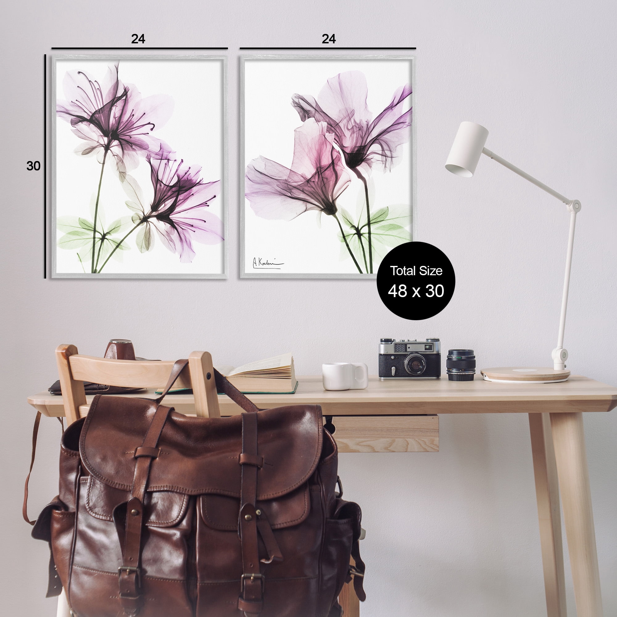 Stupell Industries Purple Flower Bloom Design Botanical & Floral Photography Gray Framed Art Print Wall Art, 24 x 30, Set of 2