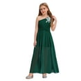 thumbnail image 2 of Aiihoo Robe à Sequins Perlée pour Filles une Épaule Froncée en Chiffon Robe de Mariage Demoiselle d'Honneur Fleur Verte 6, 2 of 7