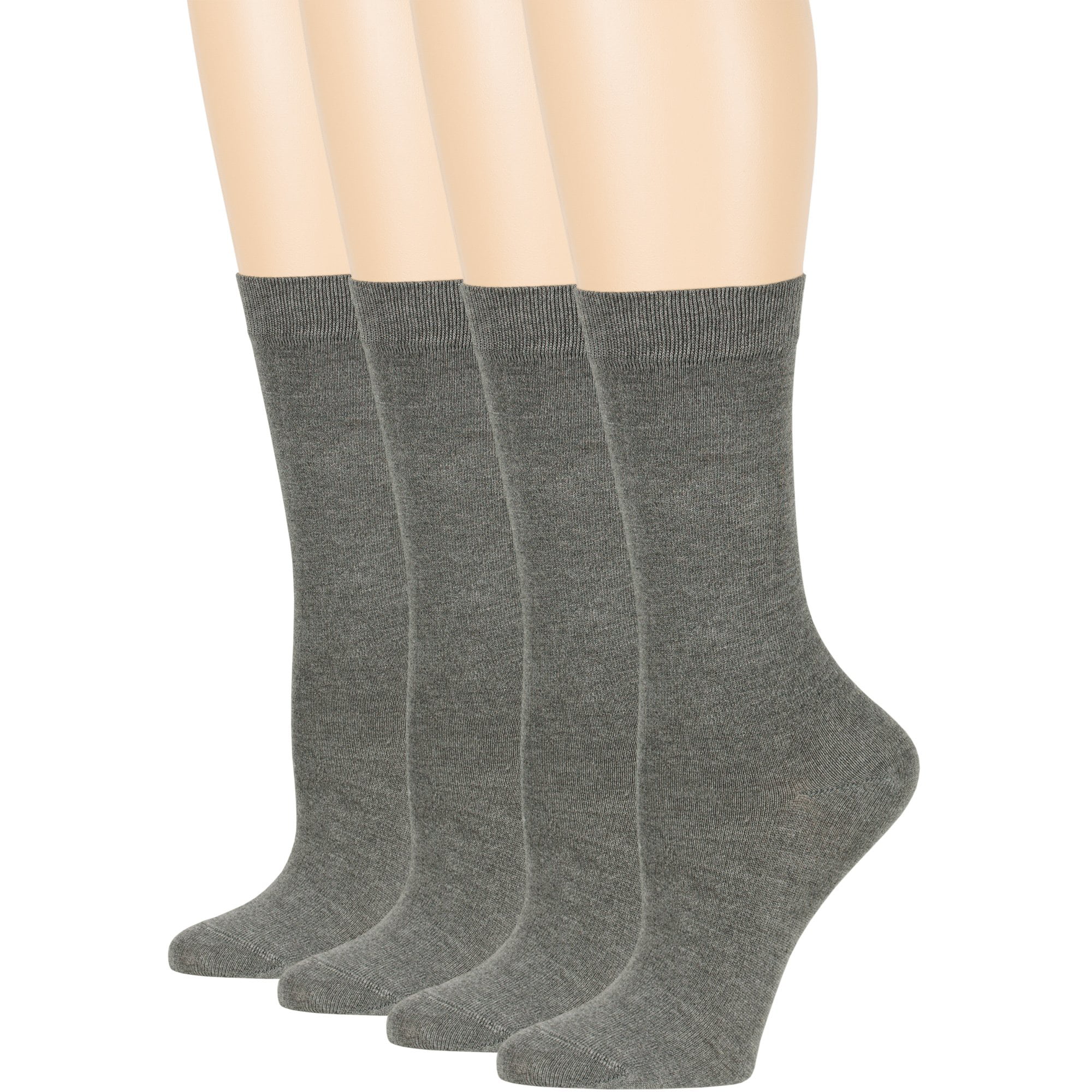Women's Bamboo Casual Crew Socks, Dark Grey, Medium 9-11, 4 Pack