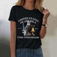 thumbnail image 2 of Duqingm 250 Years America Shirt Women's 250th America Anniversary Casual Printed Crew Neck T-Shirt USA Flag Tee 250 Years of Freedom Shirt Black,M, 2 of 7