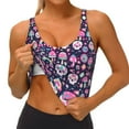 thumbnail image 3 of Gukieu cute Skull rainbow mushroom Print Women's Sports Vest, Low-neck U-shaped Removable Pad Sports Bra for Yoga, Exercise, Dance-XX-Large, 3 of 8