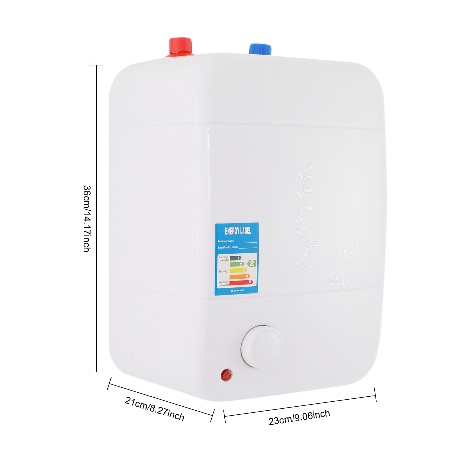 9.25*9.25*13.78in Rectangular Electric Tank Instant Water Heater Hot Shower Kitchen Heater 7L 110V 1500W