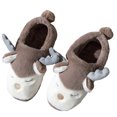 thumbnail image 1 of Closed Back Slippers Thickened Non-skid Cute 3D Elk Winter Slides Fluffy Sandals, 1 of 10