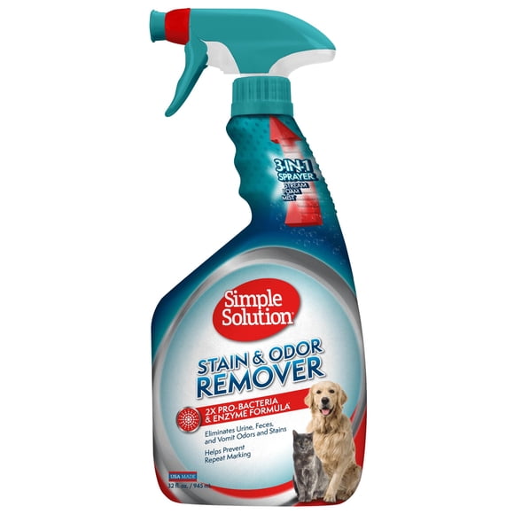 Spray eliminador de manchas y olores, solución simple, 946 ml, para mascotas
