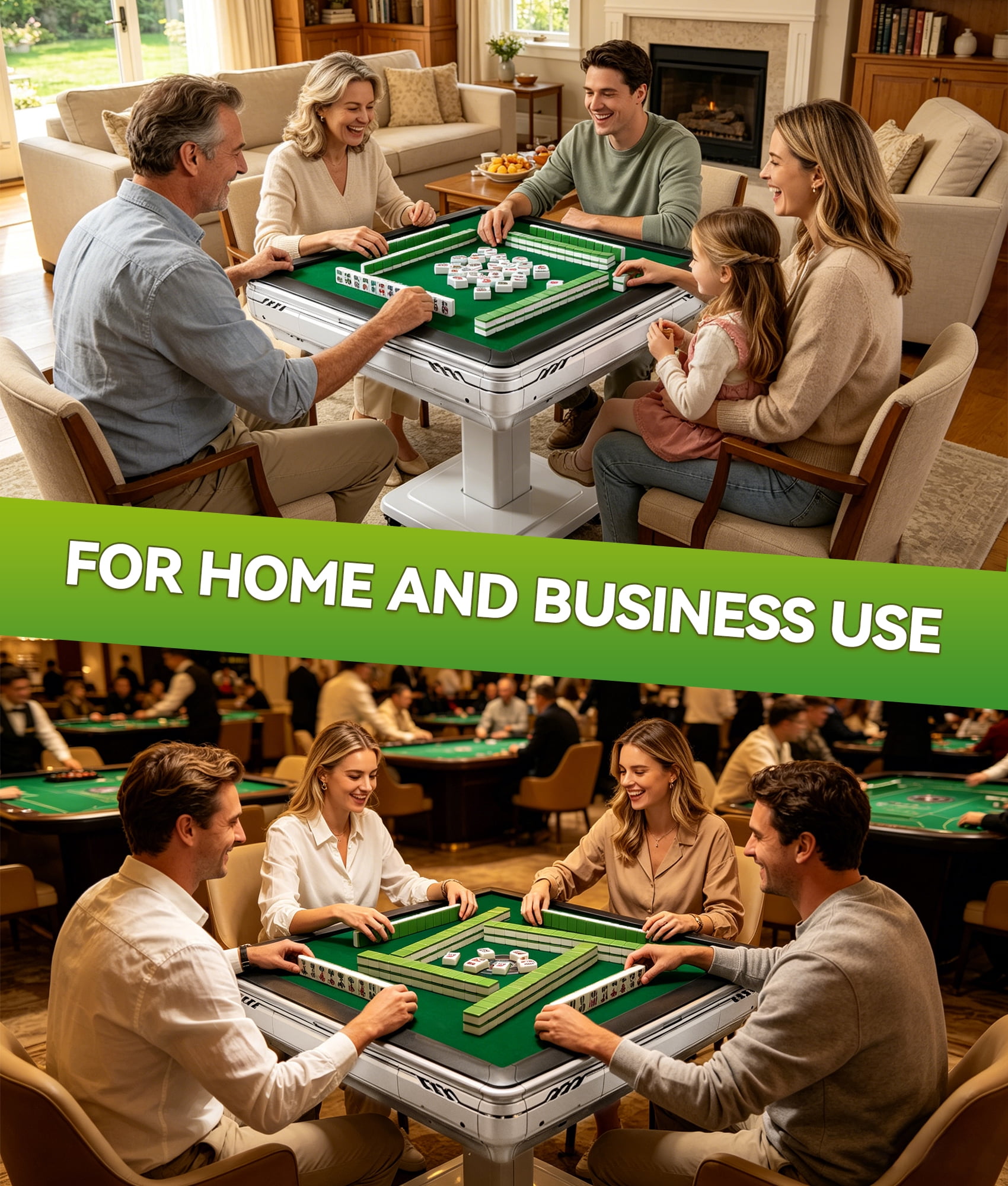 STICCIO Automatic Mahjong Table 144 Tiles, 40.55'' Foldable Mahjong Table Auto Shuffle Silent Motor, USB Port 4 Wheels, for Home and Business