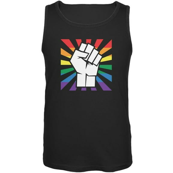 LGBT Gay Pride Raised Fist Black Adult Tank Top - Medium
