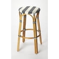 thumbnail image 1 of homeroots kitchen & dining 389081 Navy Blue and White Rattan Bar Stool, 1 of 1