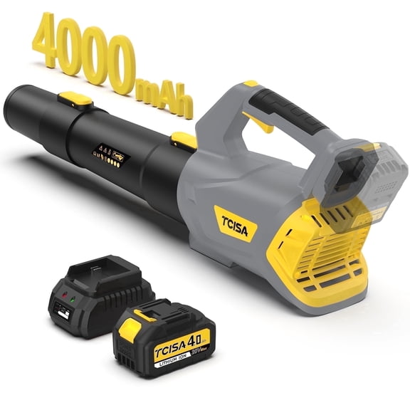 Tcisa 20V Cordless Leaf Blower with 4000mAh Battery and Charger, Lightweight Handheld Leaf Blower Cordless, 450CFM 160MPH Power for Yard, Lawn, Garage & Garden