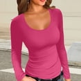 thumbnail image 4 of Dagugfen Womens Long Sleeve Tops Tunic Fitness Casual Sports Gym Workout Shirts Solid Color Summer Fashion, 4 of 5