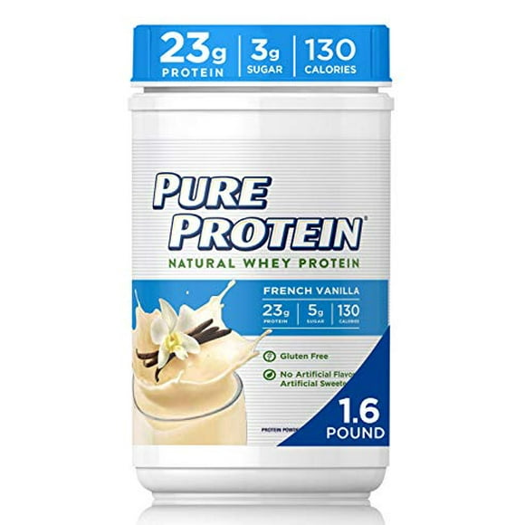 Poudre de Protéines de Lactosérum Naturel de Pure Protein, Sans Gluten, Vanille Française, 1,6 Lb