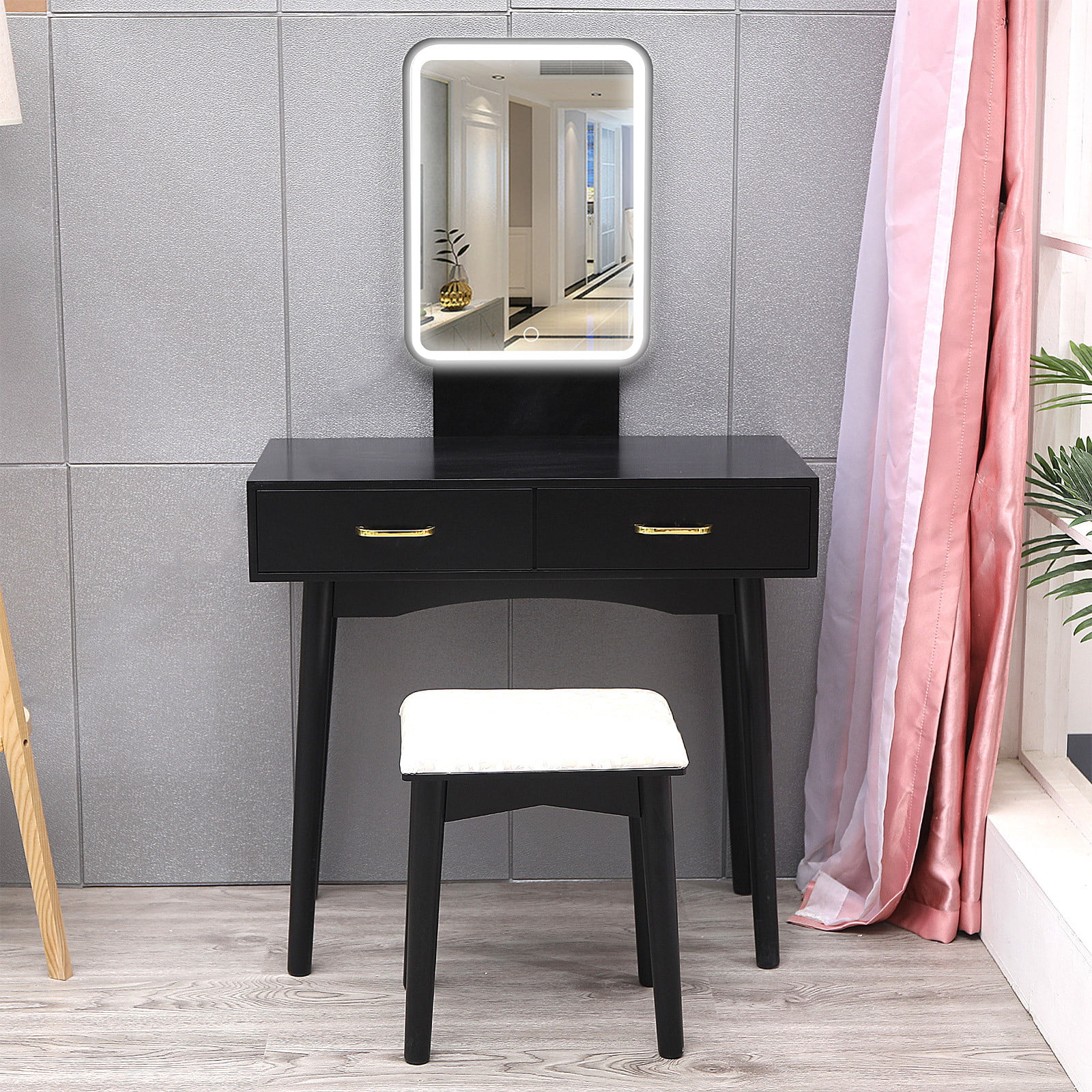 Details about   LED Mirror Makeup Vanity Dressing Table Set With Stool Dimmable Combo Vanity Set 