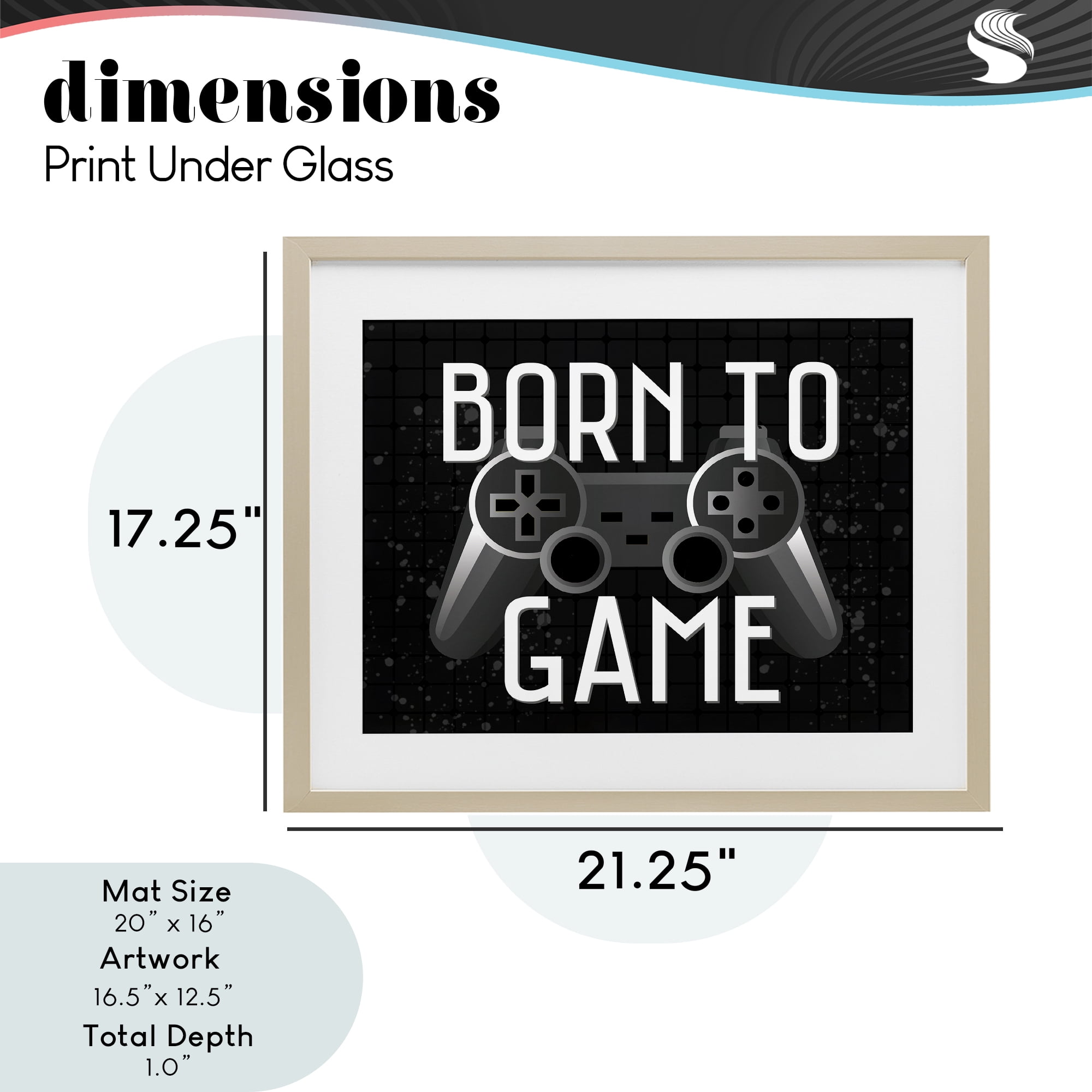 Stupell Industries Born To Game Retro Birch Framed Print Under Glass, design by Kim Allen