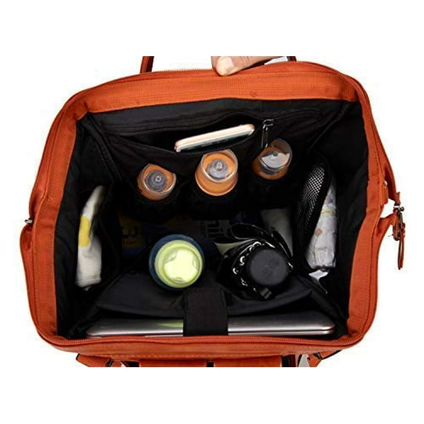 Designer Vegan Leather Baby Diaper Laptop Bag Backpack Wide Open