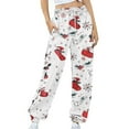 thumbnail image 3 of successthop Christmas Sweatpant for Women Drawstring Pants ELastic Printed Oversized Wide Leg Joggers Trousers, 3 of 6