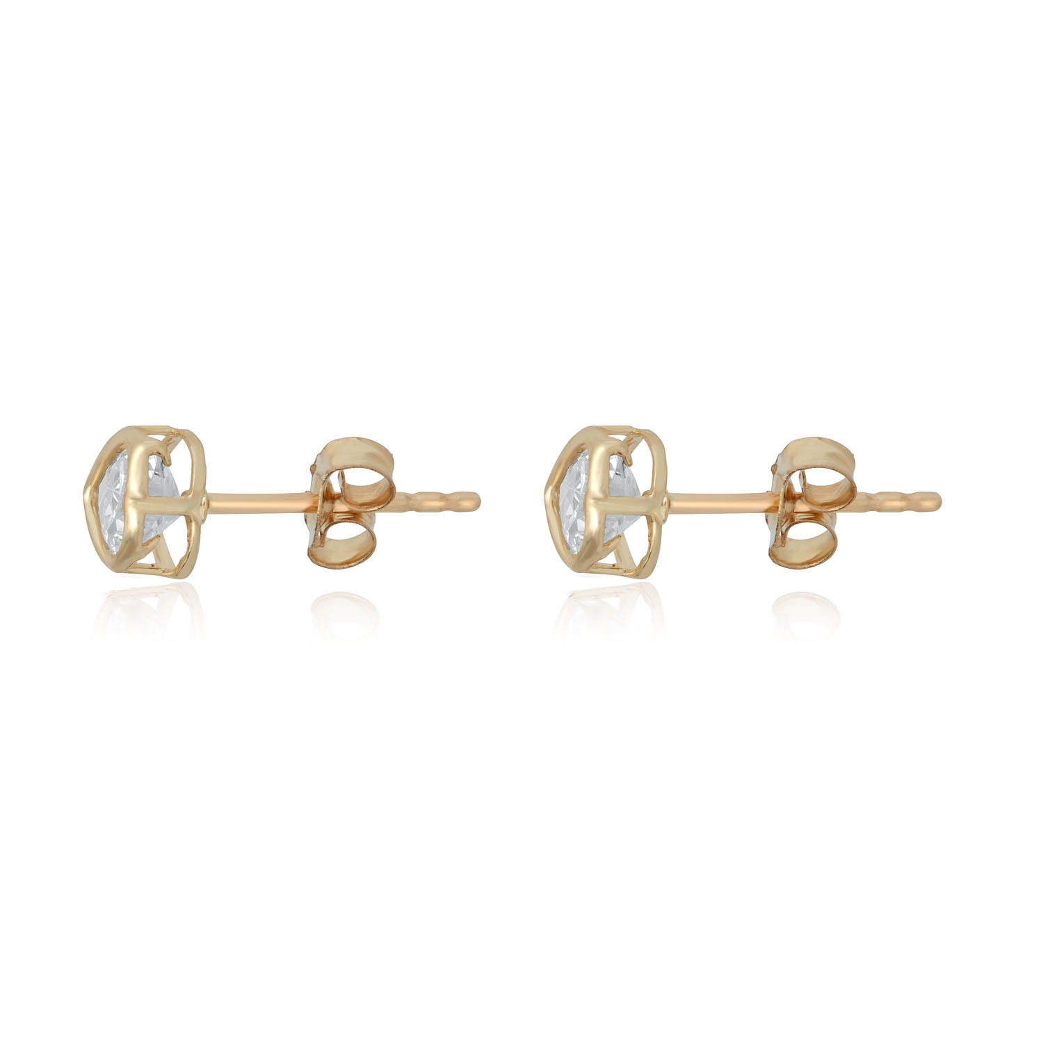 AVORA 10K Yellow Gold April Birthstone with Simulated Diamond CZ Heart Stud Earrings