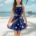 thumbnail image 2 of Girls Dresses American Flag Dresses Patriotic Stars Striped Halter Dress Independence Day Midi Dresses Size 10-12 4th of July Outfits with Pockets, 2 of 4