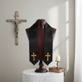 thumbnail image 4 of Reversible Embroidery Clergy Stole with Crossed Design Tassels for Priests Pastors Services Religious Ceremonies Reversible Clergy Stole, 4 of 7