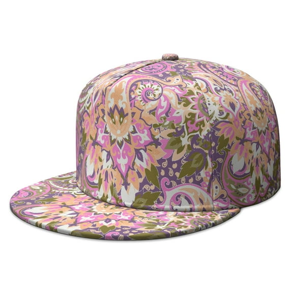 Aesthetic Paisley Snapback Cap, Adjustable Baseball Hat, Retro Vintage Print, Boho Chic Fashion