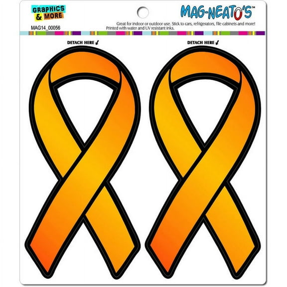 Orange Awareness Support Ribbon Leukemia Multiple Sclerosis Automotive Car Refrigerator Locker Vinyl Magnet Set