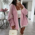 thumbnail image 5 of YDFCWXW Women Fall Open Front Color Block Cardigan Sweater Casual Striped Knit Oversized Cardigan Pink, XL, 5 of 7