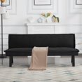 thumbnail image 3 of BSHTI 64.6” Twin Size Futon Sofa Bed,PU Upholstery,Manufactured Wood Frame,Futon Convertible Sofa,Perfect for Small Spaces(Black), 3 of 13