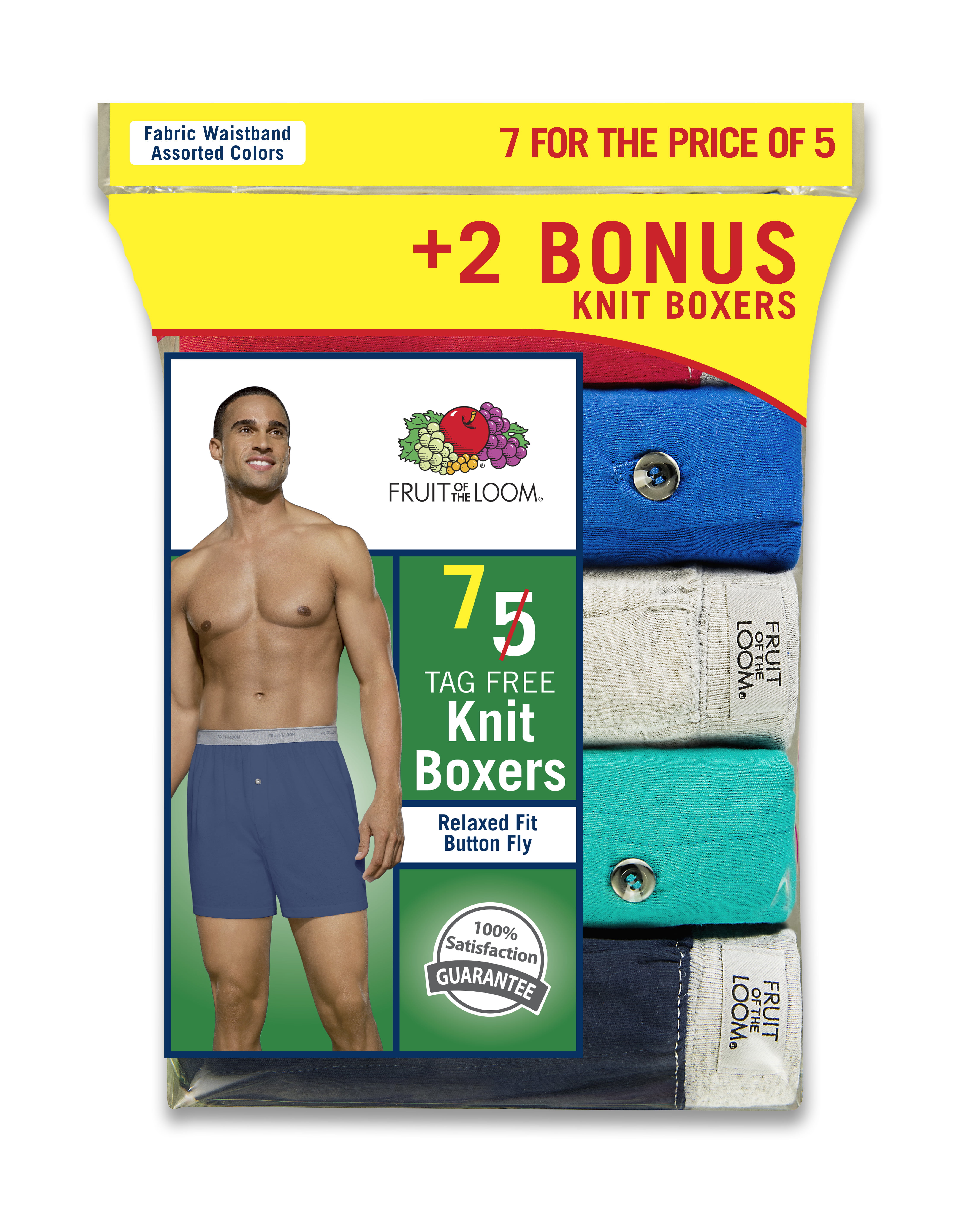 Fruit of the Loom Men's 5 Pack Assorted Beyond Soft Knit Boxer Underwear 36-38 L 