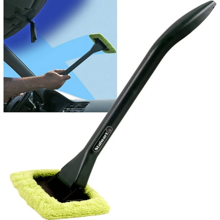 Windshield Cleaner with Microfiber Cloth, Handle and Pivoting Head- Glass Washer Cleaning Tool for Windows By Stalwart