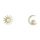 thumbnail image 5 of Pendientes de botón asimétricos con forma de sol, luna y estrella chapados en plata de ley 925 para mujer, 5 of 5