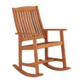 thumbnail image 4 of CorLiving Miramar Hardwood Outdoor High Slatted Back and Seat Rocking Chair with Armrests, Brown, 4 of 10