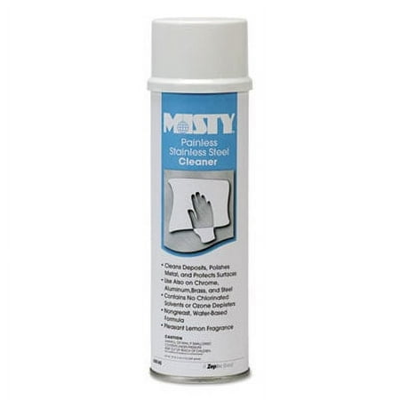 Water-Based Stainless Steel Cleaner, Lemon Scent, 18 Oz Aerosol Spray, 12/Carton